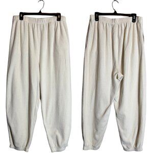 American Eagle Sherpa Fleece Jogger Sweatpants Women's Large Ivory Loungewear